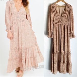 Altar’d State Rhea Tiered Floral Maxi dress Cottagecore Prairie Sz Medium